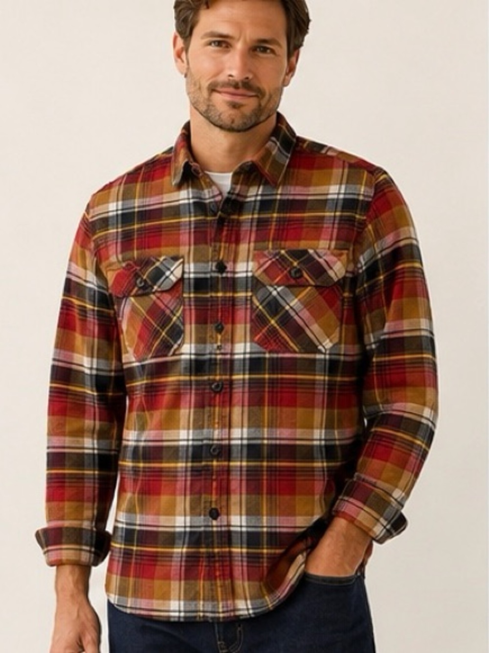 Pendleton Burnside Plaid Flannel Shirt Men’s Medium Cotton Button Front Like New